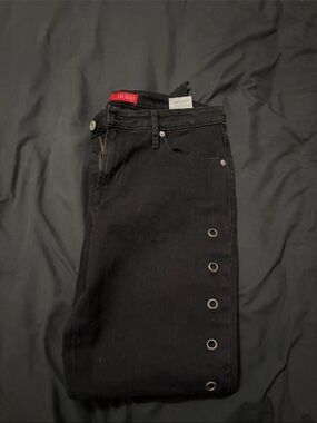 GUESS Black Denim Jeans with Side Grommet Detail